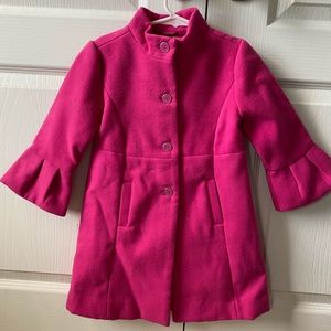Janie and Jack Winter Bell Sleeve Coat - Fuchsia Pink, fully-lined in Satin